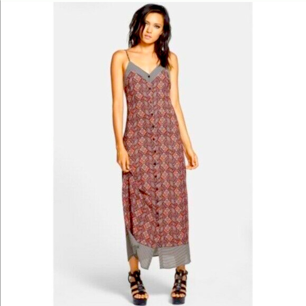Astr Red and Gray Maxi Dress